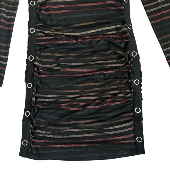 Veronica Beard Daphne Striped Metallic Long Sleeve Dress Black Multi Size Small - Picture 9 of 15
